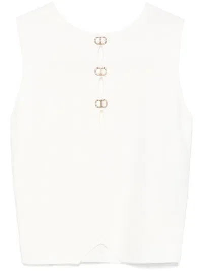 Twinset Logo-plaque Top In Neutrals