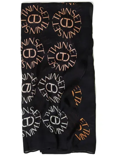 Twinset Logo-print Scarf In Schwarz