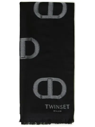 Twinset Logo-print Scarf In Schwarz