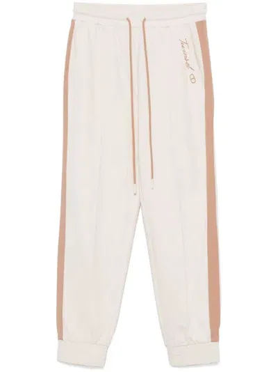 Twinset Logo-print Track Pants In Neutrals