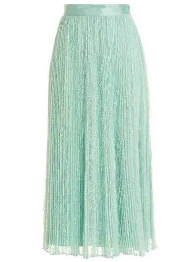 Twinset Long Pleated Lace Skirt In Green