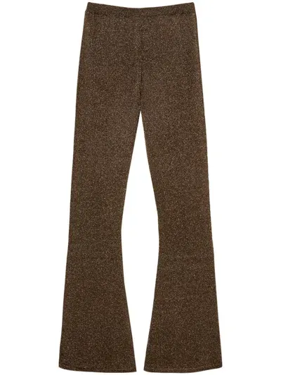 Twinset Lurex-detailing Flared Trousers In Brown