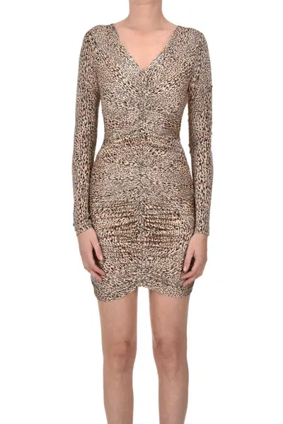 Twinset Milano Animal Print Jersey Dress In Beige