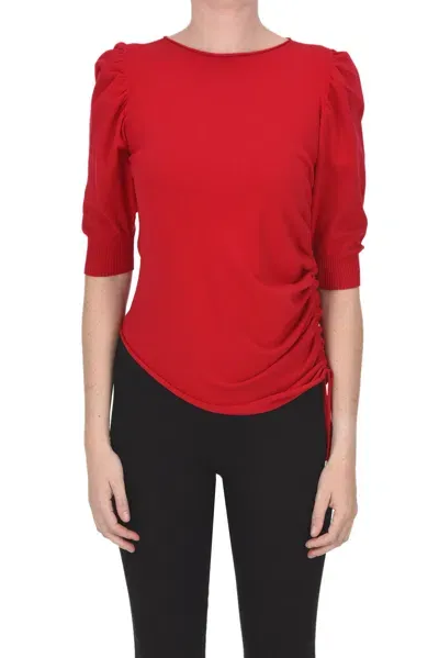 Twinset Milano Asymmetric Viscose Pullover In Red