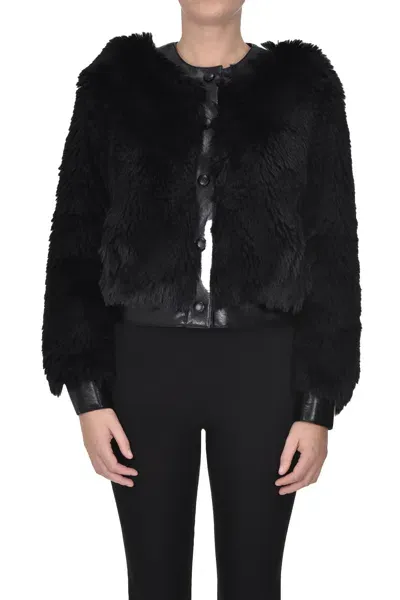 Twinset Milano Eco-fur Jacket In Black