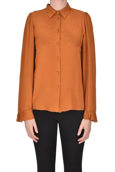 Twinset Milano Jacquard Satin Shirt In Copper