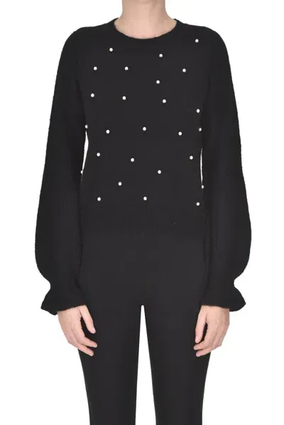 Twinset Milano Pearls Pullover In Black