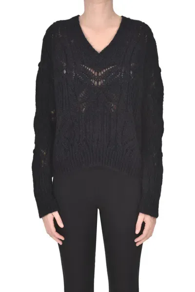 Twinset Milano Textured Knit Pullover In Black