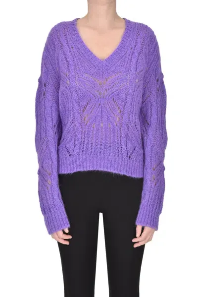 Twinset Milano Textured Knit Pullover In Lilac