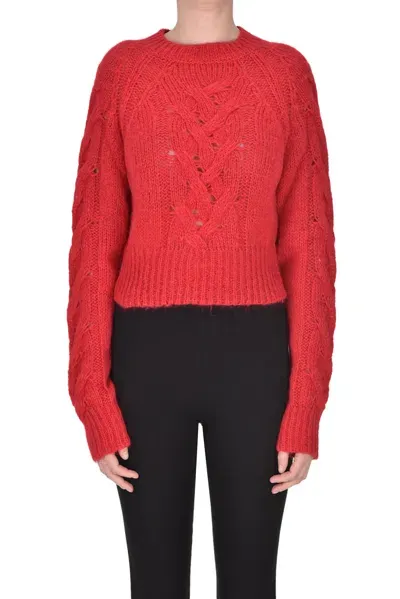 Twinset Milano Woven Knit Pullover In Fire Red