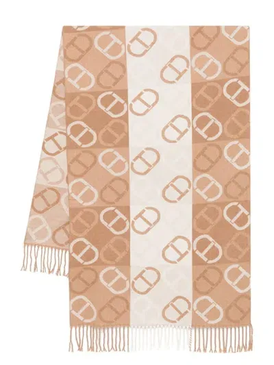 Twinset Oval Jacquard Stole In Brown