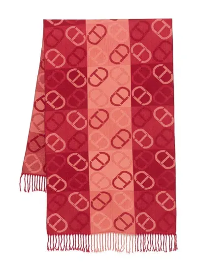 Twinset Oval Jacquard Stole In Red