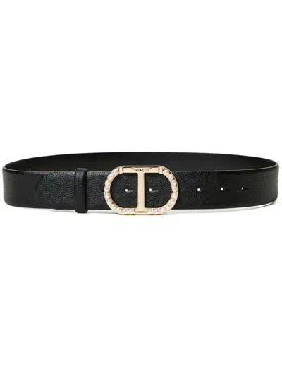 Twinset Oval T Buckle Belt In Black