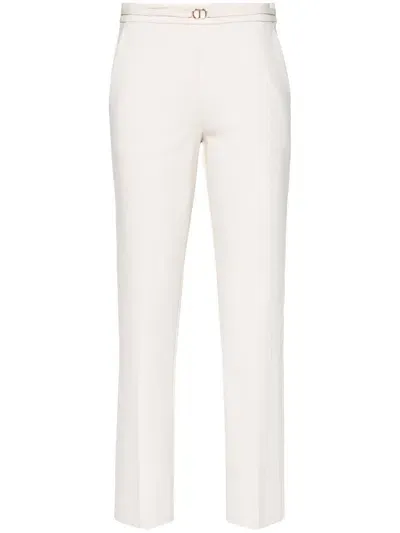 Twinset Oval T Crease Trousers In White