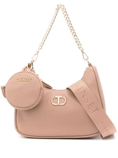 Twinset Oval T-plaque Shoulder Bag In Pink