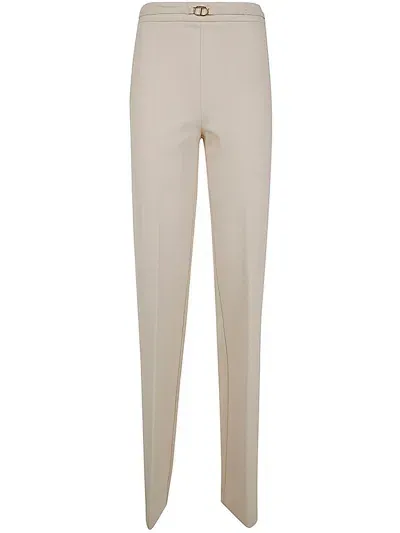 Twinset Oval T Waist Strap Straight Leg Trousers In Blanco