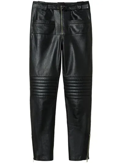 Twinset Fairfax Leather Biker Trousers In Black