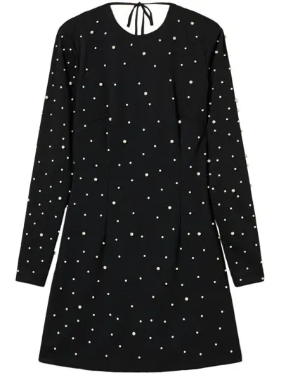 Twinset Pearl-detailing Mini Dress In Black