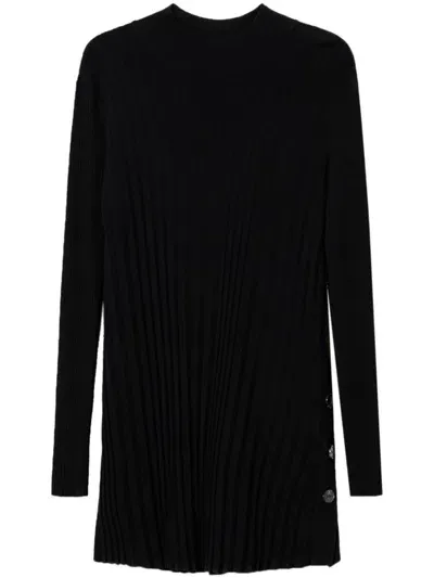 Twinset Pleated Button-detail Jumper In Black