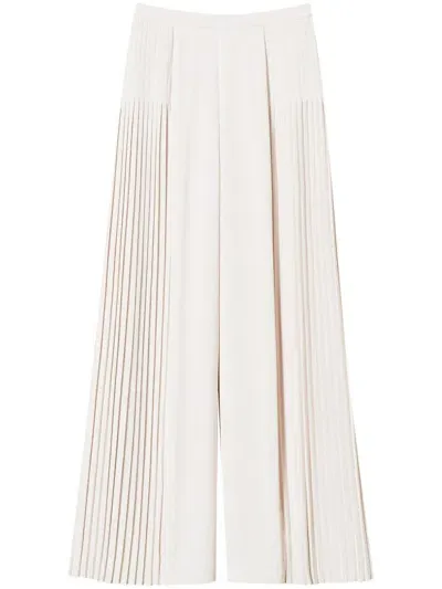 Twinset Pleated Georgette Palazzo Pants In Nude