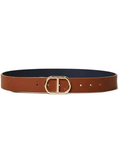 Twinset Reversible Oval T Belt In Blue