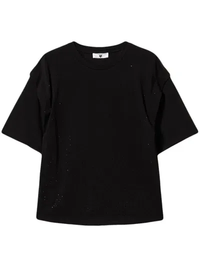 Twinset Rhinestone-embellished T-shirt In Black