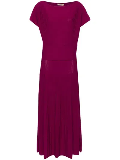 Twinset Ribbed Blouse And Skirt In Purple