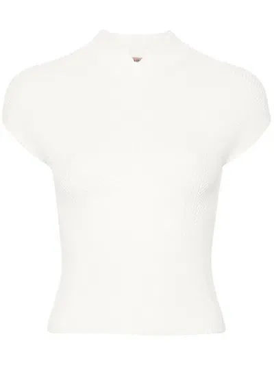 Twinset Ribbed-detail Sweater In White