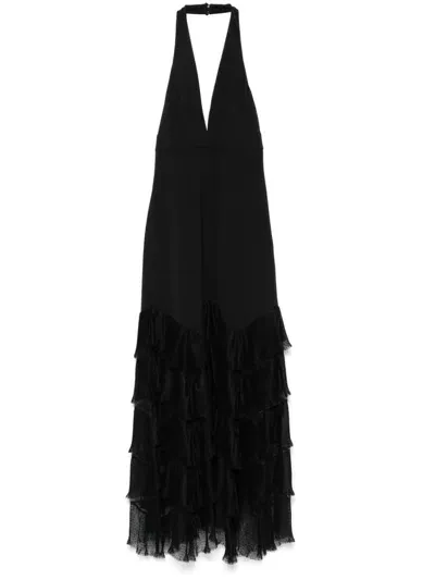 Twinset Ruffled Maxi Dress In Black