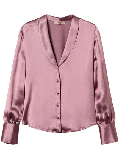 Twinset Satin-finish Shirt In Pink