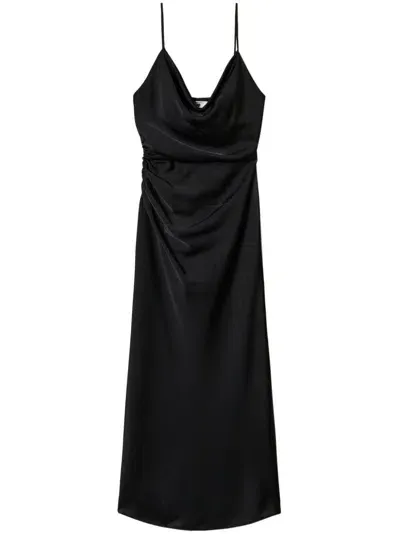 Twinset Satin-weave Midi Dress In Black