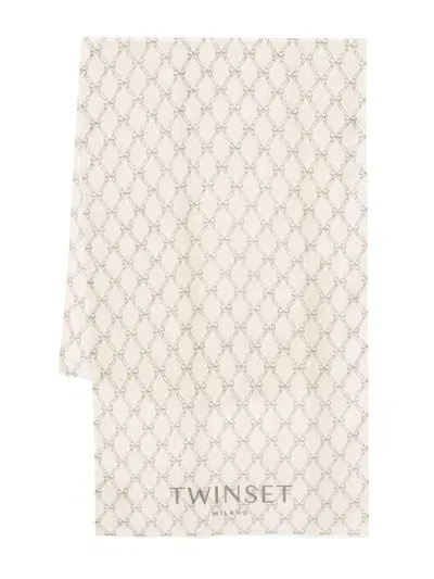 Twinset Scarf Flakes Print In White