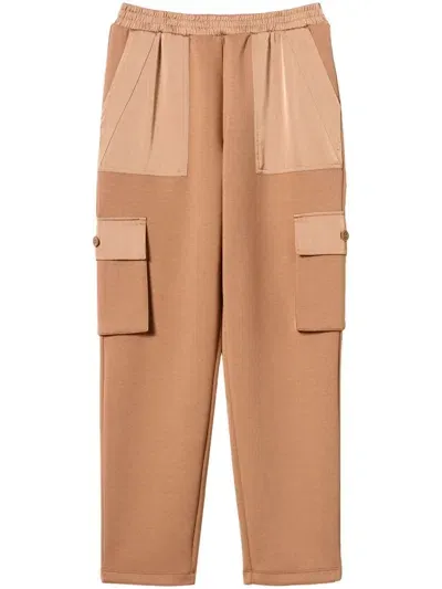 Twinset Scuba-jersey Cargo Trousers In Neutrals