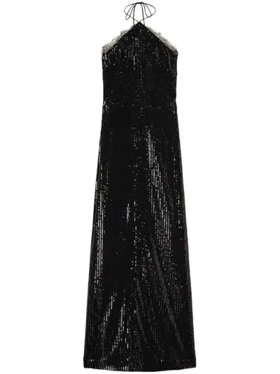 Twinset Sequin-embellished Midi Dress In Black