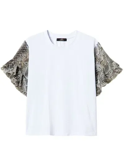 Twinset Snakeskin-print Sleeves T-shirt In White