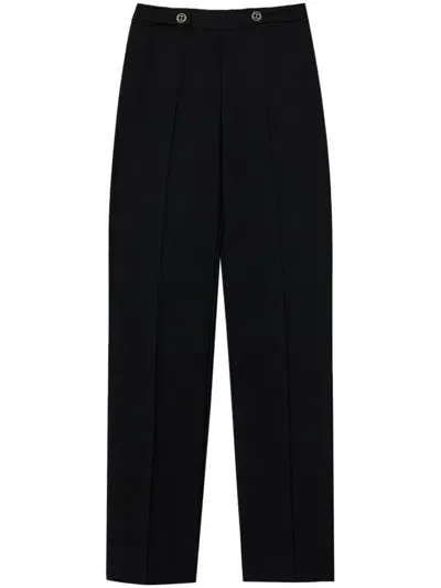 Twinset Straight-leg Cady-texture Trousers In Black