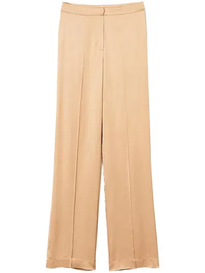 Twinset Straight-leg Satin Trousers In Beige