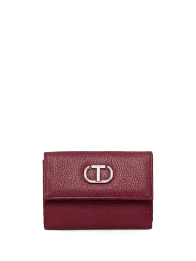 Twinset Tri-fold Leather Wallet In Red