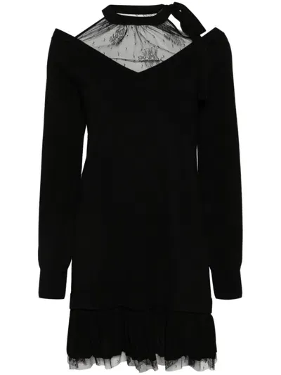 Twinset Twin-set Bishop Sleeves Black Ruffle Dress