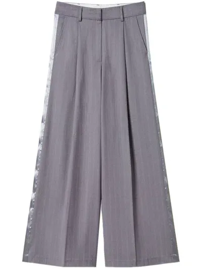 Twinset Twin-set Medium Grey Pinstripe Wide-leg Trousers In Gray