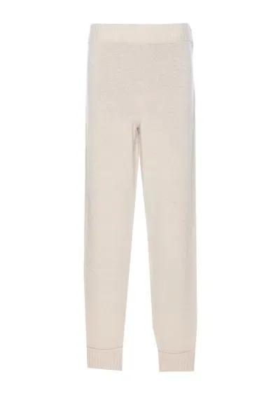 Twinset Mixed Wool And Lurex Trousers In White