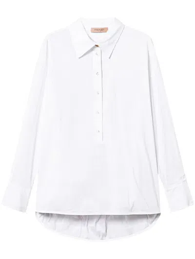 Twinset Twin-set White Poplin Button-up Dress