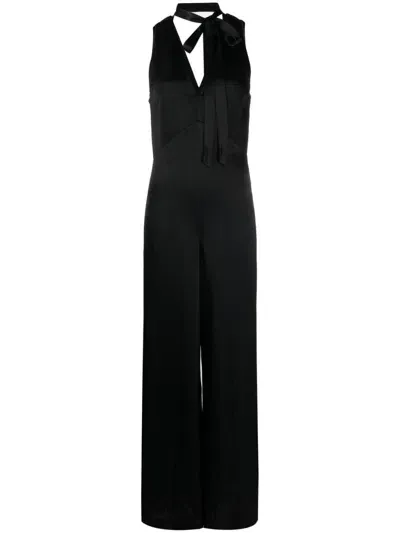 Twinset V-neck Sleeveless Jumpsuit In Black