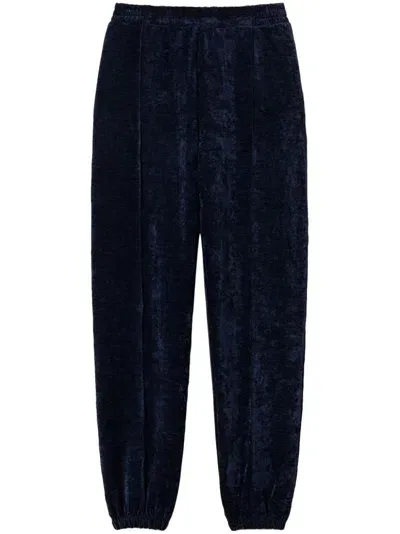 Twinset Velvet Track Pants In Blue