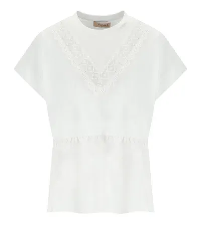 Twinset White T-shirt With Ruffle