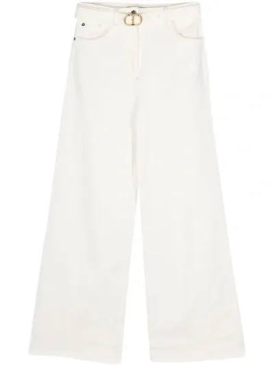 Twinset Belted Wide-leg Jeans In White