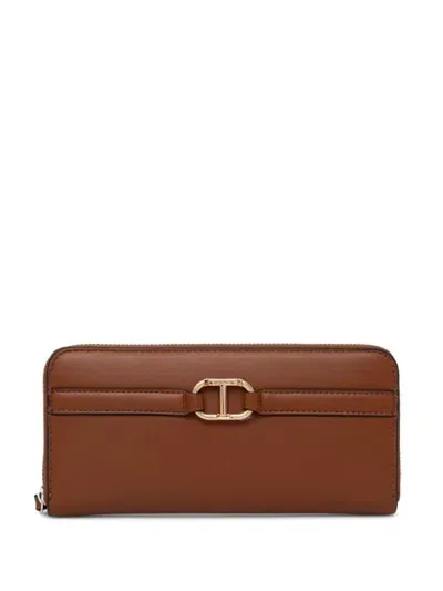 Twinset Zipped Wallet In Brown