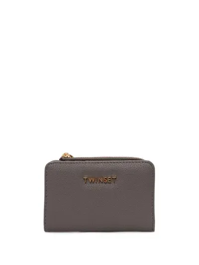 Twinset Zipped Wallet In Grey