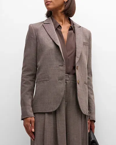 Twp Boyfriend Zipper Twill Wool Blazer In Taupe