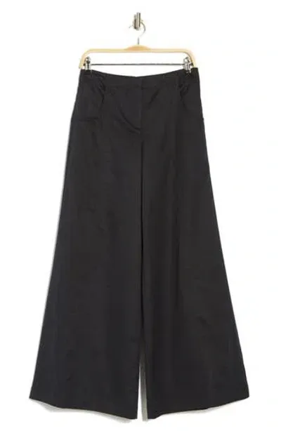 Twp Demie Cotton-linen Mid-rise Wide-leg Pants In Midnight